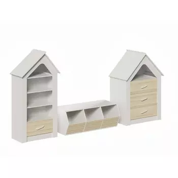 Композиция Campi №9 ОГОГО (арт.724407), (ЛДСП/Белый,Ясень Коимбра) ОГОГО Обстановочка!