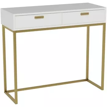 Консоль Калифорния Дрим К02 ясень браш белый/золото PUSH-OPEN