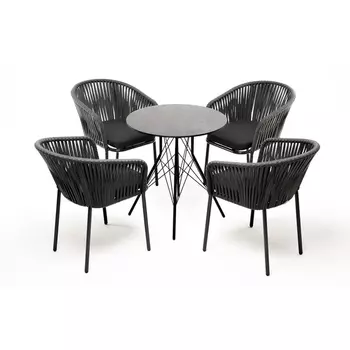 "Конте" обеденная группа на 4 персоны, круглый стол, цвет "серый гранит" 4SIS арт.УТ-00000811