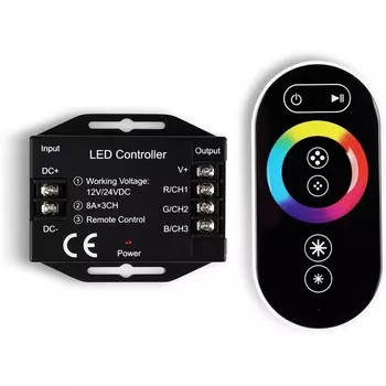 Контроллер Ambrella Illumination GS11401 для светодиодных лент RGB с сенсорным радио пультом 2.4G 24A 12V 288W/ 24V 576W