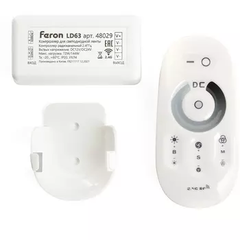 Контроллер диммер для светодиодной ленты с П/У белый, 12-24V, LD62 Feron 48029