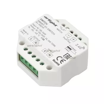Контроллер-выключатель SMART-S1-SWITCH (230V, 3A, 2.4G) (Arlight, IP20 Пластик, 5 лет) 028299