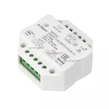 Контроллер-выключатель SMART-TUYA-SWITCH-PUSH-IN (230V, 1.5A, WiFi, 2.4G) (Arlight, IP20 Пластик, 5 лет) 033002