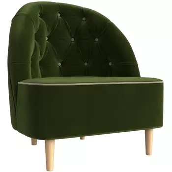 Кресло Амиса (основа микровельвет зеленый, кант микровельвет бежевый) Лига Диванов 110049