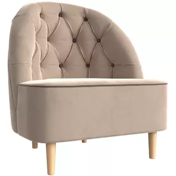 Кресло Амиса (основа велюр бежевый, кант велюр коричневый) Лига Диванов 110038