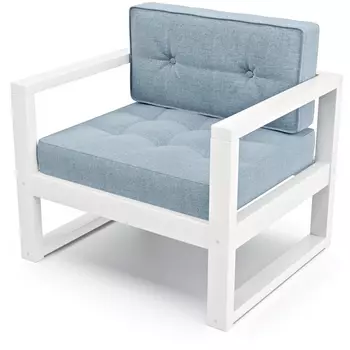 Кресло Arsko Астер белая эмаль голубая рогожка