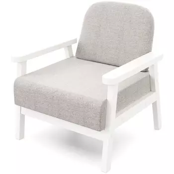 Кресло Arsko Флори белая эмаль рогожка серая