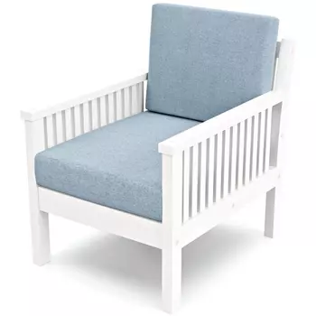 Кресло Arsko Норман белая эмаль голубая рогожка