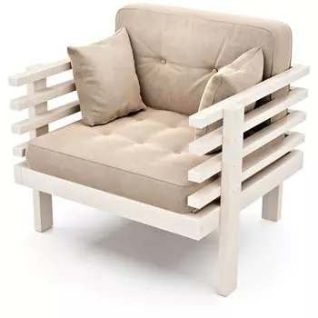 Кресло Arsko Стоун беленый дуб светло-бежевый велюр