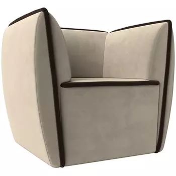 Кресло Бергамо (основа микровельвет бежевый, кант микровельвет коричневый) Лига Диванов 111997