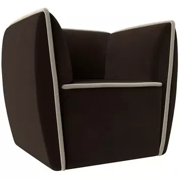 Кресло Бергамо (основа микровельвет коричневый, кант микровельвет бежевый) Лига Диванов 112007