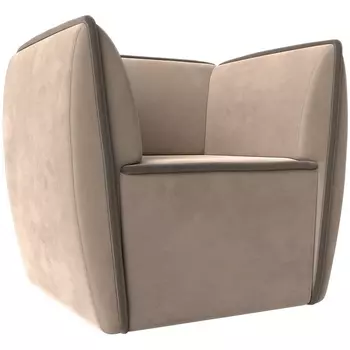 Кресло Бергамо (основа велюр бежевый, кант велюр коричневый) Лига Диванов 111977