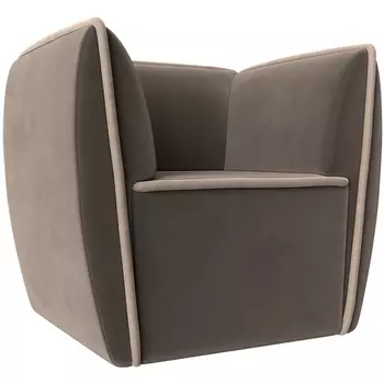 Кресло Бергамо (основа велюр коричневый, кант велюр бежевый) Лига Диванов 111985