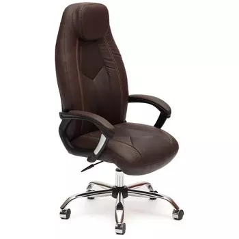 Кресло (хром) коричневый/коричневый перфорированный (кож/зам) Tetchair 7990 9815