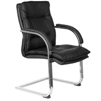 Кресло Бюрократ T-9927SL-LOW-V черный кожа низк.спин. полозья металл хром