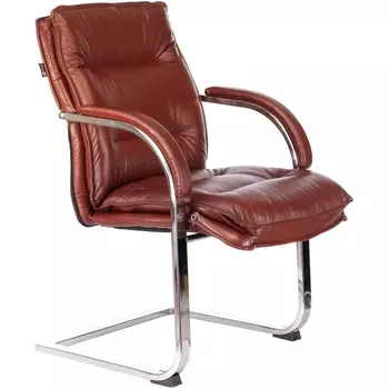 Кресло Бюрократ T-9927SL-LOW-V светло-коричневый Leather Eichel кожа низк.спин. полозья металл хром