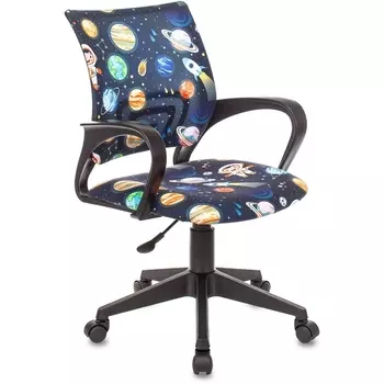 Кресло детское BUROKIDS черный космонавт крестовина пластик Бюрократ CH 1 SPACEMAN