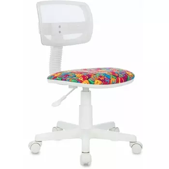 Кресло детское Бюрократ CH-W299 белый TW-15 сиденье мультиколор алфавит сетка/ткань крестов. пластик пластик белый