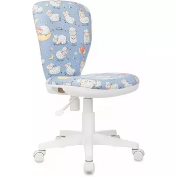Кресло детское Бюрократ KD-W10 голубой овечки крестов. пластик пластик белый