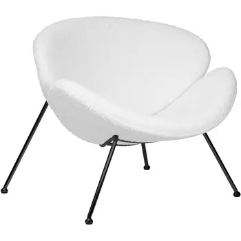 Кресло дизайнерское Dobrin EMILY (белый (букле) ткань, черное основание)