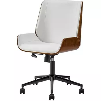 Кресло ESF JY6264X-B белый PU/орех/черный/Экокожа,Шпон