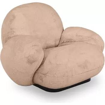 Кресло Flemming Wood ОГОГО (арт.861783), (Искусственный мех/Бежевый,Черный) ОГОГО Обстановочка!