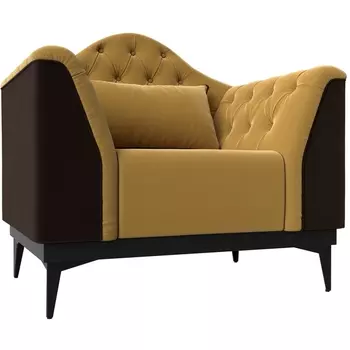 Кресло Флорида (основа микровельвет желтый, компаньон микровельвет коричневый) Лига Диванов 112298