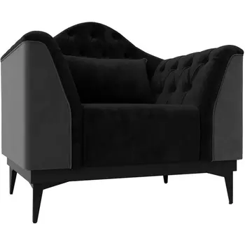 Кресло Флорида (основа велюр черный, компаньон велюр серый) Лига Диванов 112292