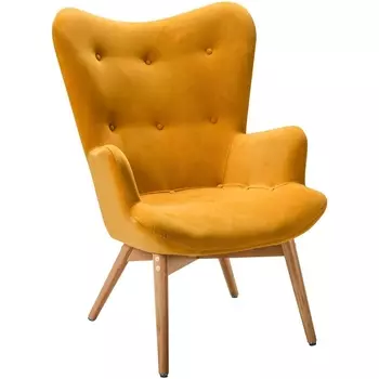 Кресло Хайбэк желтый/нат.бук R-Home арт.4101060120h_Sun_н.бук