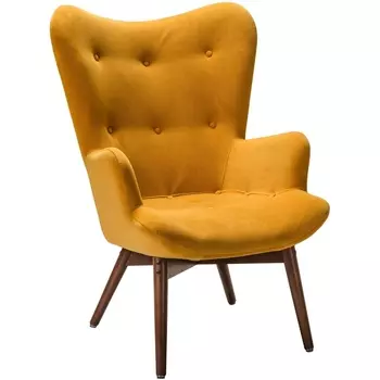 Кресло Хайбэк желтый/т.орех R-Home арт.4101060120h_Sun_т.орех