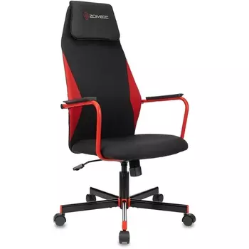 Кресло игровое черный/красный сиденье черный с подголов. крестов. металл Zombie ONE RED