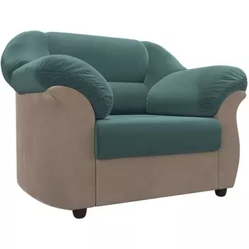 Кресло Карнелла (основа велюр бирюзовый, компаньон велюр бежевый) Лига Диванов 105821