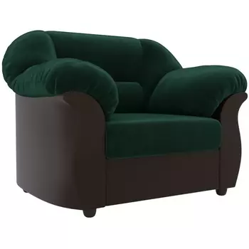 Кресло Карнелла (основа велюр зеленый, компаньон экокожа коричневая) Лига Диванов 105824