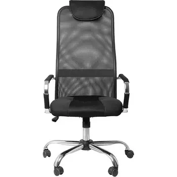 Кресло King Style Мастер (Master) Высокий GTPNrCh1 (RZ NX) (хромированный металл) (без pu-вст., с резинк.) W01/T01 (ткань-сетка / ткань TW черный)