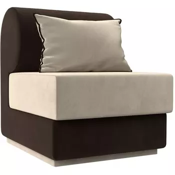 Кресло Кипр (основа микровельвет бежевый, компаньон микровельвет коричневый, подушка микровельвет бежевый, кант коричневый) Лига Диванов 116346