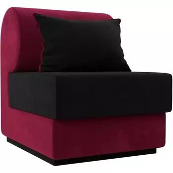 Кресло Кипр (основа микровельвет черный, компаньон микровельвет бордовый, подушка микровельвет черный, кант бордовый) Лига Диванов 116365