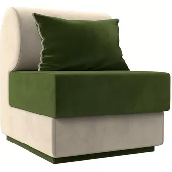 Кресло Кипр (основа микровельвет зеленый, компаньон микровельвет бежевый, подушка микровельвет зеленый, кант бежевый) Лига Диванов 116352