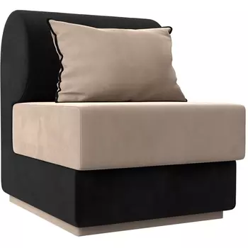 Кресло Кипр (основа велюр бежевый, компаньон велюр черный, подушка велюр бежевый, кант черный) Лига Диванов 116329