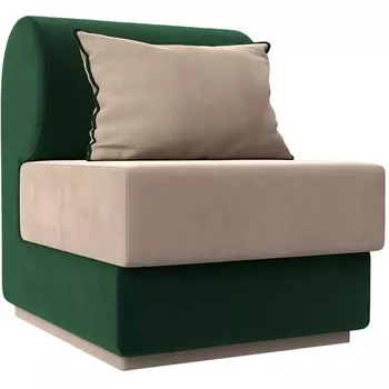 Кресло Кипр (основа велюр бежевый, компаньон велюр зеленый, подушка велюр бежевый, кант зеленый) Лига Диванов 116325