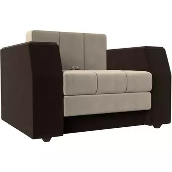 Кресло-кровать Атлантида (основа микровельвет бежевый, компаньон микровельвет коричневый) Лига Диванов 28414