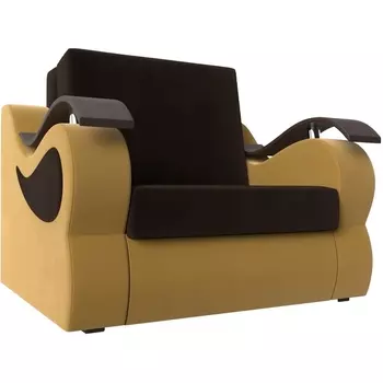 Кресло-кровать Меркурий 80 (основа микровельвет коричневый, компаньон микровельвет желтый) Лига Диванов 111622