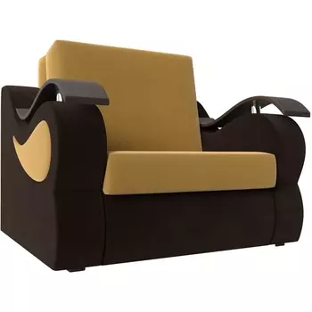 Кресло-кровать Меркурий 80 (основа микровельвет желтый, компаньон микровельвет коричневый) Лига Диванов 111623