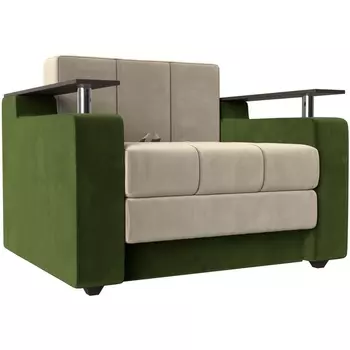 Кресло-кровать Мираж (Микровельвет/Бежевый,Зеленый) Лига Диванов 120447