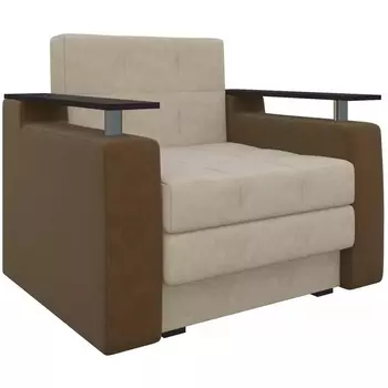 Кресло-кровать Мираж (основа микровельвет бежевый, компаньон микровельвет коричневый) Лига Диванов 28426
