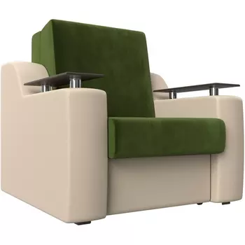 Кресло-кровать Сенатор 80 (Микровельвет,Экокожа/Бежевый,Зеленый) Лига Диванов 119857