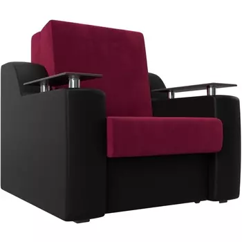 Кресло-кровать Сенатор 80 (Микровельвет,Экокожа/Черный,Красный) Лига Диванов 119858