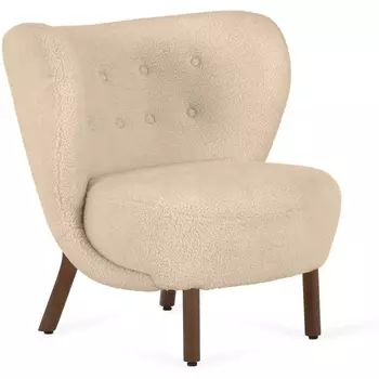 Кресло Lounge Wood ОГОГО (арт.819081), (Искусственный мех/Бежевый) ОГОГО Обстановочка!