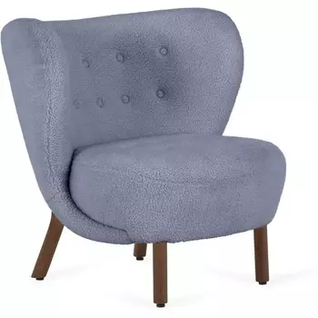 Кресло Lounge Wood ОГОГО (арт.819082), (Искусственный мех/Синий) ОГОГО Обстановочка!