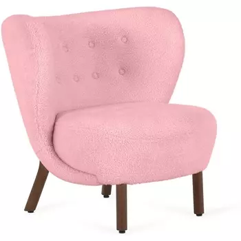 Кресло Lounge Wood ОГОГО (арт.819083), (Искусственный мех/Розовый) ОГОГО Обстановочка!