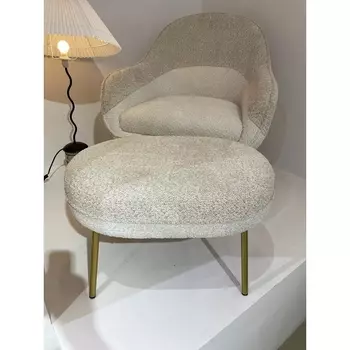 Кресло M-City SION 3018-01 белый / 3018-10 бежевый, шенилл / черный каркас